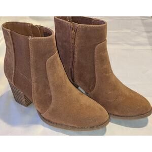Universal Thread Womens Catlin Cognac Ankle Boots Booties Size 7 Tan Zip Closure